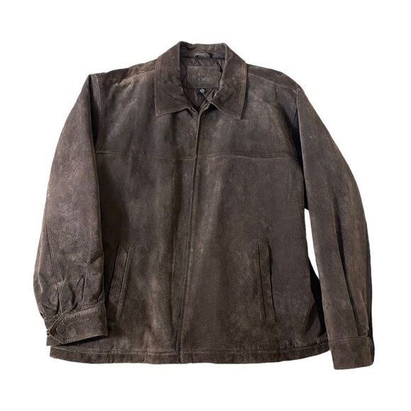 Knightsbridge XL brown suede bomber jacket with silky brown quilted lining - Picture 3 of 9